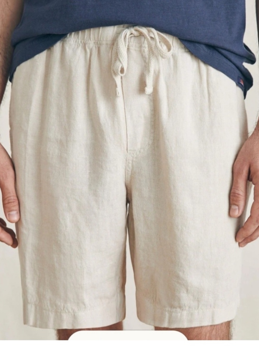 Faherty Men's Essential Linen Short, Weathered Sand Beige, Size L 100% Linen